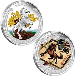 Tuvalu / Silver Ounce 2014 Year of the Horse - Wealth - reverse photo