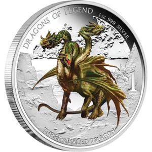 Tuvalu / Silver Ounce 2013 Dragons of Legend - Three-Headed Dragon - reverse photo