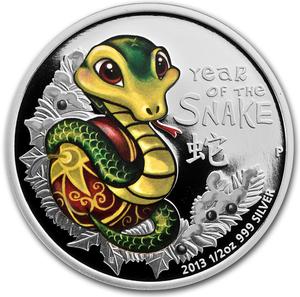 Tuvalu / Silver Half Ounce 2013 Year of the Snake - Baby Snake - reverse photo