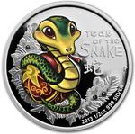 Silver Half Ounce 2013 Year of the Snake - Baby Snake: Photo 2013 Tuvalu 1/2 oz Silver Baby Snake Proof (Colorized) / thumbnail