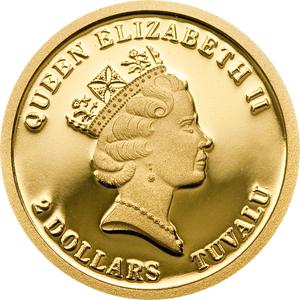 Tuvalu / Two Dollars Gold 2010 Seahorse - obverse photo