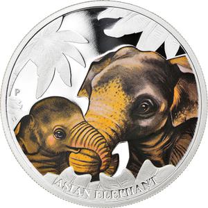 Tuvalu / Silver Half Ounce 2014 Asian Elephant - reverse photo