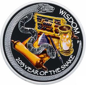 Tuvalu / Silver Ounce 2013 Year of the Snake - Wisdom - reverse photo