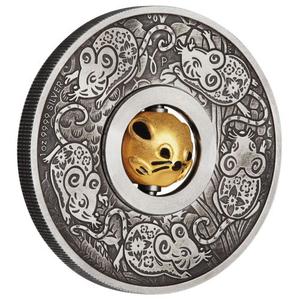 Tuvalu / Silver Ounce 2020 Year of the Mouse Rotating Charm - reverse photo