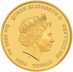 Tuvalu / Gold Five Ounces 2022 James Bond 60th Anniversary - obverse photo