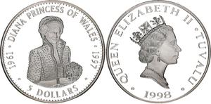 Tuvalu / Silver Ounce 1998 Diana Princess of Wales - obverse photo
