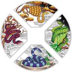 Silver Ounce (x4) 2025 Year of the Snake Quadrant: Photo Year of the Snake Quadrant 2025 1oz Silver Proof Coloured Four-Coin Set / thumbnail