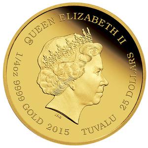 Tuvalu / Gold Quarter Ounce 2015 Bruce Lee - obverse photo