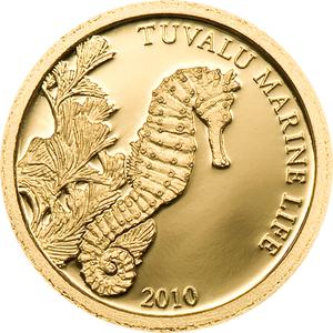 Tuvalu / One Dollar Gold 2010 Seahorse - reverse photo