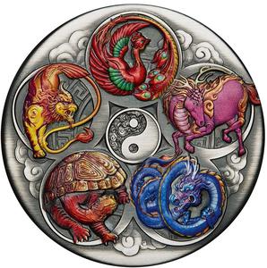 Tuvalu / Silver Five Ounces 2024 Chinese Mythical Creatures - Five Auspicious Creatures - reverse photo