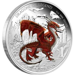 Tuvalu / Silver Ounce 2012 Dragons of Legend - Red Welsh Dragon - reverse photo