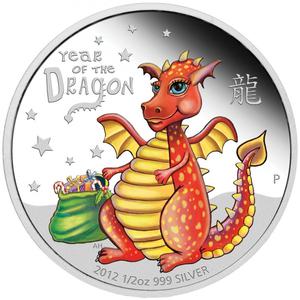 Tuvalu / Silver Half Ounce 2012 Year of the Dragon - reverse photo