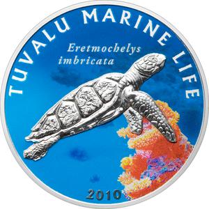 Tuvalu / One Dollar Silver 2010 Sea Turtle - reverse photo