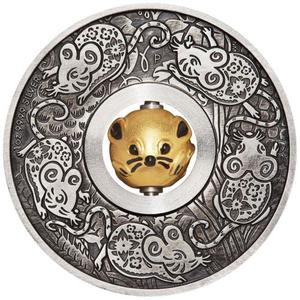 Tuvalu / Silver Ounce 2020 Year of the Mouse Rotating Charm - obverse photo
