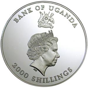 Uganda / Two Thousand Shillings Silver 2001 Queen's 75th Birthday - obverse photo