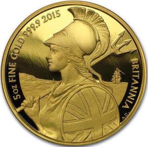 United Kingdom / Gold Five Ounces 2015 Britannia - reverse photo