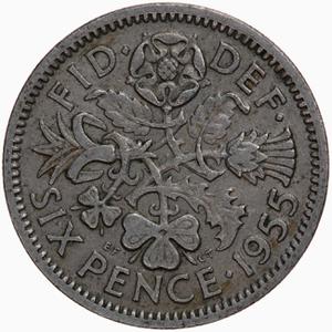United Kingdom / Sixpence 1955 - reverse photo