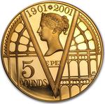 United Kingdom / Five Pounds 2001 Queen Victoria / Gold Proof FDC - reverse photo