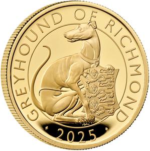 United Kingdom / Gold Ounce 2025 Royal Tudor Beasts - Greyhound of Richmond, Proof - reverse photo