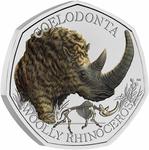 United Kingdom / Fifty Pence 2024 Ice Age Giants - Woolly Rhinoceros / Coloured Reverse - reverse photo