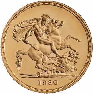 United Kingdom / Five Sovereigns 1980 (Proof only) - reverse photo