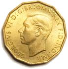 Threepence, Brass, Thrift Plant: Photo 1943 Brass Threepence