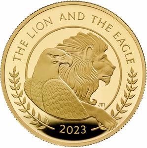 United Kingdom / Gold Ounce 2023 The Lion and The Eagle, Proof - reverse photo