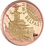 United Kingdom / Two Pounds 2025 HMS Belfast / Gold Proof FDC - reverse photo