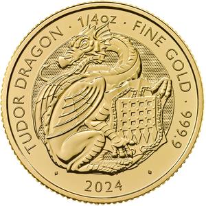 United Kingdom / Gold Quarter Ounce 2024 Royal Tudor Beasts - Tudor Dragon, Bullion - reverse photo
