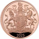 United Kingdom / Five Pounds 2025 Royal Arms / Gold Proof FDC - reverse photo