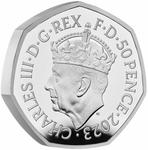 United Kingdom / Fifty Pence 2023 King Charles III Coronation, Crowned Portrait / Silver Proof Piedfort - obverse photo