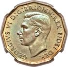 Threepence, Brass, Thrift Plant: Photo Great Britain 1949 3 pence