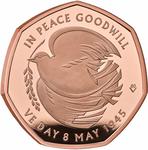 United Kingdom / Fifty Pence 2025 80th Anniversary of VE Day / Gold Proof struck on 8 May 2025 - reverse photo