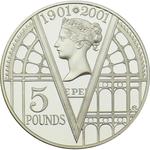 United Kingdom / Five Pounds 2001 Queen Victoria / Silver Proof FDC - reverse photo