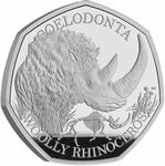 United Kingdom / Fifty Pence 2024 Ice Age Giants - Woolly Rhinoceros / Silver Proof FDC - reverse photo