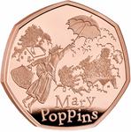 United Kingdom / Fifty Pence 2025 Mary Poppins / Gold Proof FDC - reverse photo