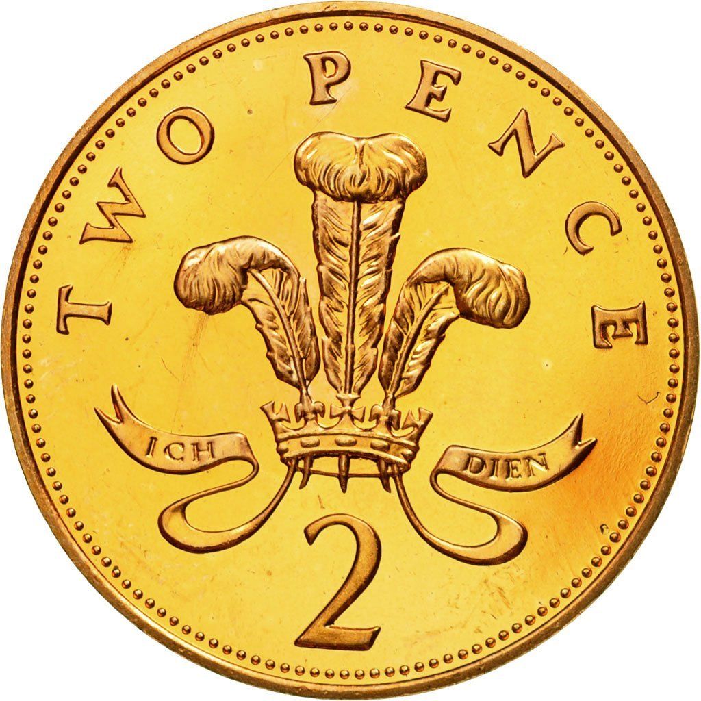 Two Pence Ironside Design Bronze Coin Type From United Kingdom 