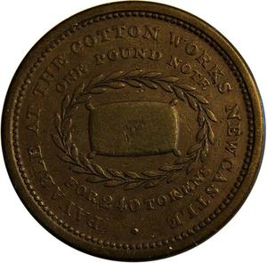 United Kingdom / Penny Token 1813 Newcastle Cotton Works - reverse photo