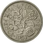 Sixpence 1957: Photo Great Britain, Elizabeth II, 6 Pence, 1957 / thumbnail