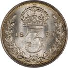 Threepence, Second Design: Photo Great Britain 1891 3 Pence