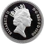 United Kingdom / Five Pence 1990 (Small) / Silver Proof Piedfort - obverse photo