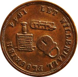United Kingdom / Farthing Token 1844 Staffordshire Willenhall - reverse photo
