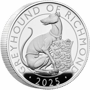 United Kingdom / Silver Two Ounces 2025 Royal Tudor Beasts - Greyhound of Richmond, Proof - reverse photo