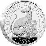 United Kingdom / Silver Two Ounces 2025 Royal Tudor Beasts - Greyhound of Richmond, Proof - reverse photo