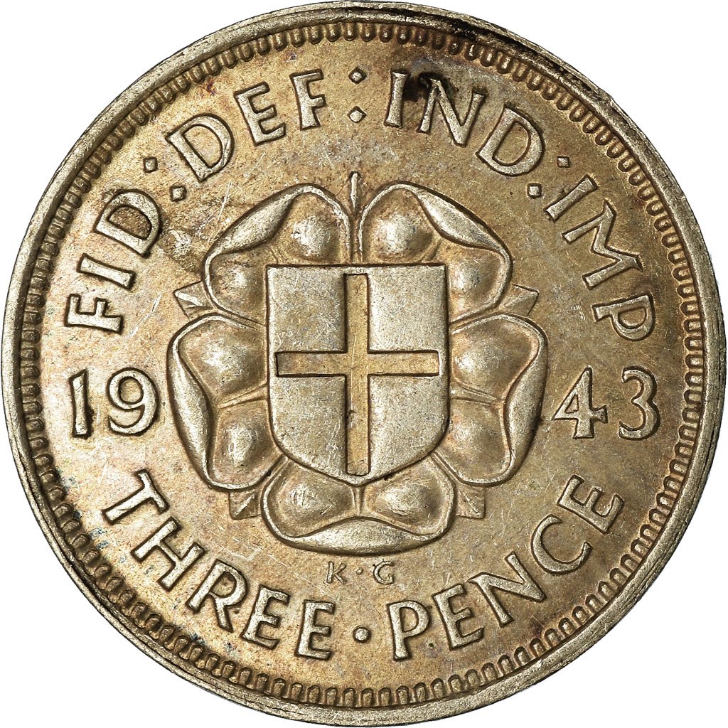 Threepence 1943 Silver Circulating Coin From United Kingdom 