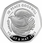United Kingdom / Fifty Pence 2025 80th Anniversary of VE Day / Silver Proof FDC - reverse photo
