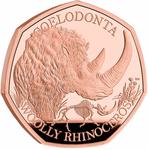 United Kingdom / Fifty Pence 2024 Ice Age Giants - Woolly Rhinoceros / Gold Proof FDC - reverse photo