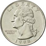 Quarter Dollar 1998 Washington: Photo United States - Washington Quarter 1998 / thumbnail