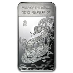 United States / Silver Ten Ounces 2013 Year of the Snake - Bar - reverse photo