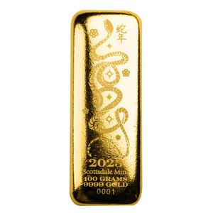 United States / Gold One Hundred Grams Bar 2025 Year of the Snake - reverse photo